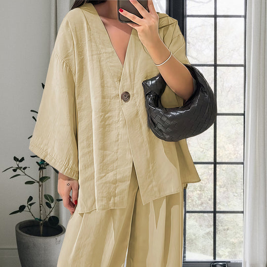 Damen Elegante Kimono-Jacke mit weiten Ärmeln und lockerer Passform EB