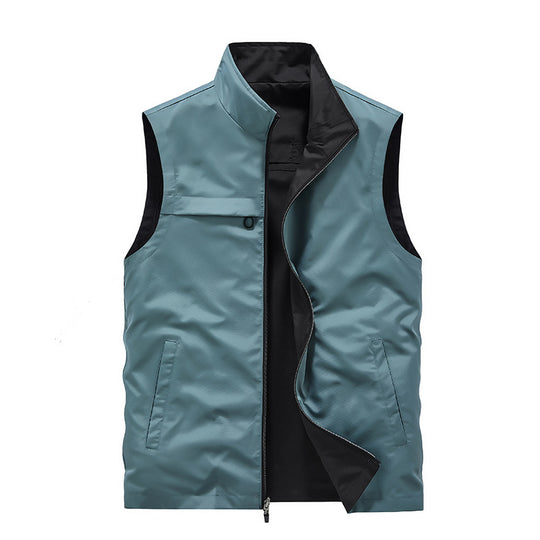 Herren Ärmellose Softshell‑Weste mit Zweiwege‑Reißverschluss und Multifunktions‑Taschen EB