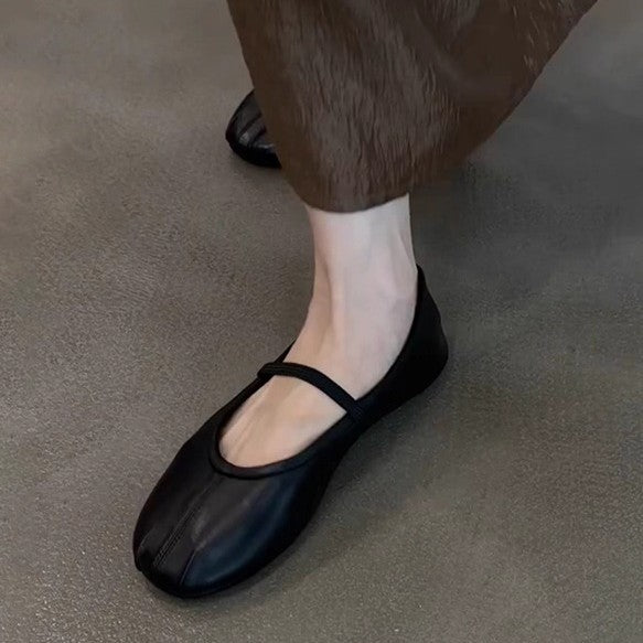 Damen Bequeme Ballerinas mit elastischem Riemen und weichem Innenfutter EB