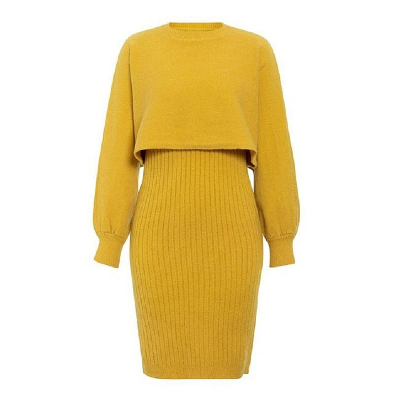 Damen Strickkleid mit lässiger Cropped-Oberfläche EB