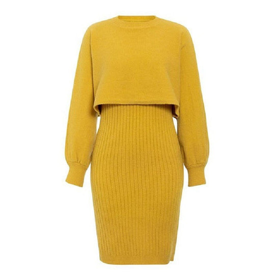 Damen Strickkleid mit lässiger Cropped-Oberfläche EB