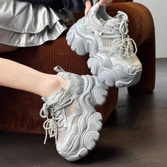 Damen Modische Chunky Sneakers mit atmungsaktiver Mesh-Oberfläche und dämpfender Sohle EB