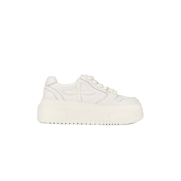 Damen sportliche Sneakers mit hohem Plateau-Heel und kunstleder Oberfläche EB