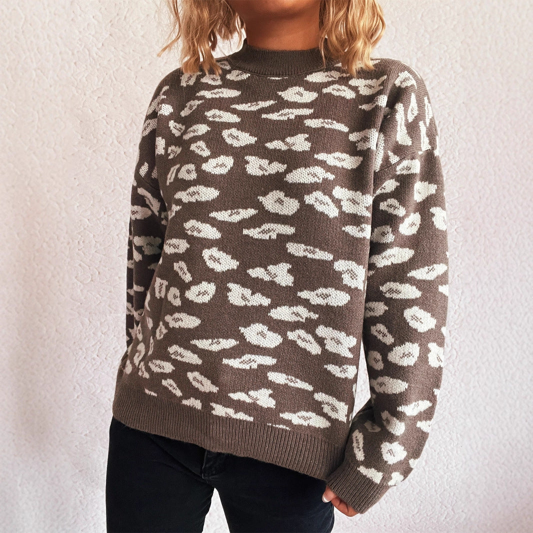 Damen Grobstrickpullover mit modernem Muster und lässigem Schnitt EB