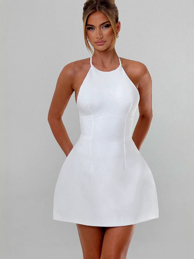 Damen A-Linien Minikleid mit schmalem Halterdesign und figurschmeichelnder Passform EB