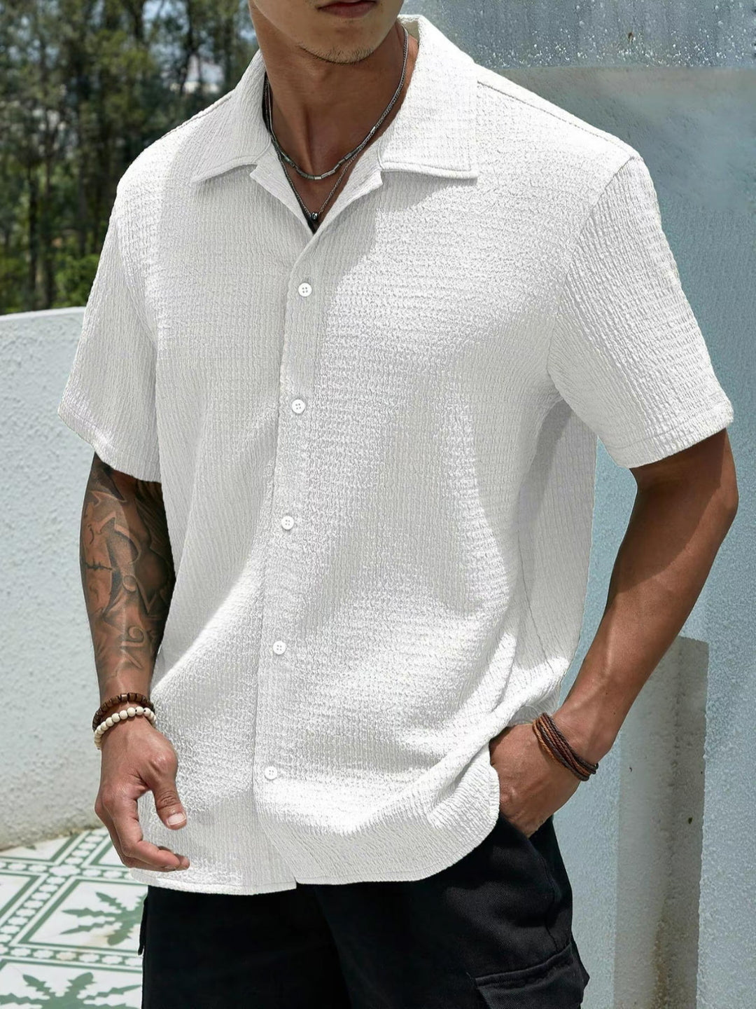 Herren trendiges Kurzarmhemd EB