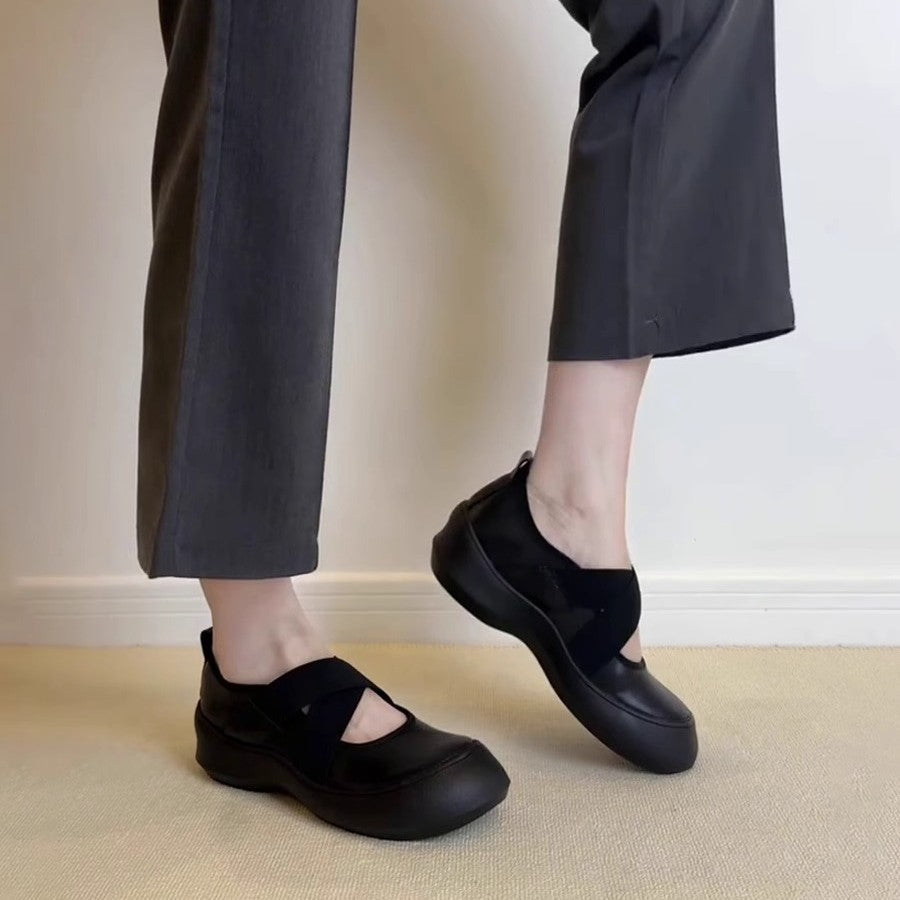 Damen bequeme und stilvolle Ballerina-Schuhe mit elastischem Riemchen EB
