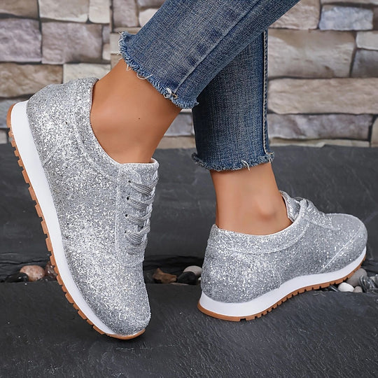 Damen Glitzernde Freizeitschuhe mit rutschfester Sohle und gepolstertem Fußbett EB