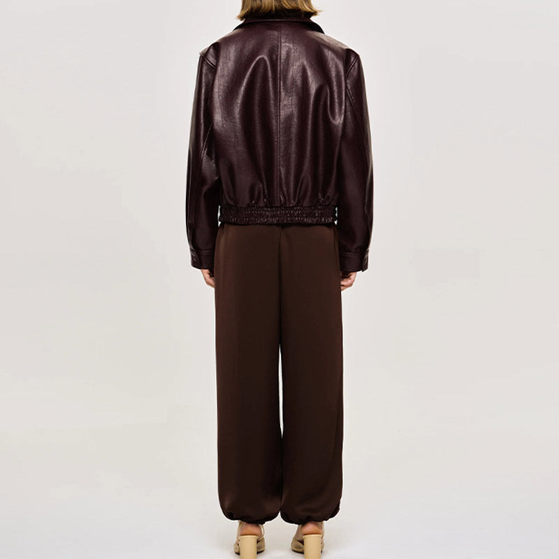 Damen Kunstlederjacke mit lässigem Schnitt und Reißverschluss EB