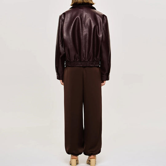 Damen Kunstlederjacke mit lässigem Schnitt und Reißverschluss EB