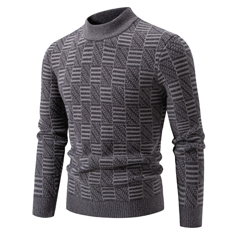 Herren Strickpullover mit strukturiertem Design und hohem Kragen EB