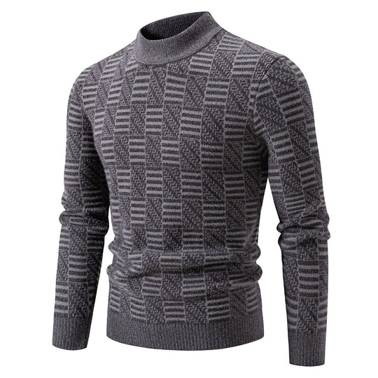 Herren Strickpullover mit strukturiertem Design und hohem Kragen EB