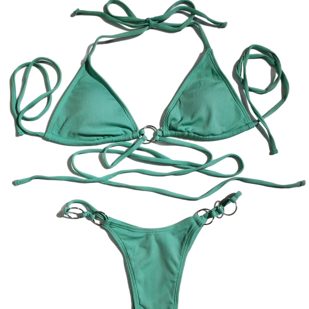 Damen Triangel-Bikini mit dekorativen Ringen EB