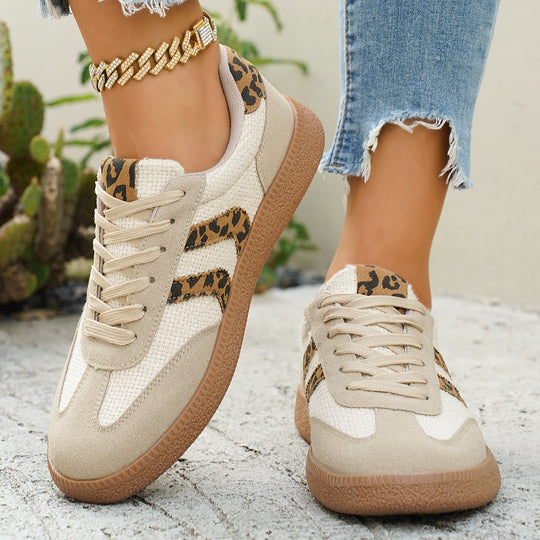 Damen Sportliche Sneakers mit Leoprint-Design und atmungsaktiver Oberflächenstruktur EB