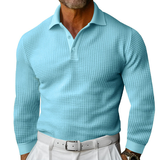 Herren Langarm Polohemd mit strukturiertem Design und klassischem Kragen EB