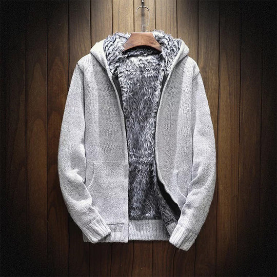 Herren kuschelige Kapuzenjacke mit weichem Innenfutter und seitlichen Eingrifftaschen EB