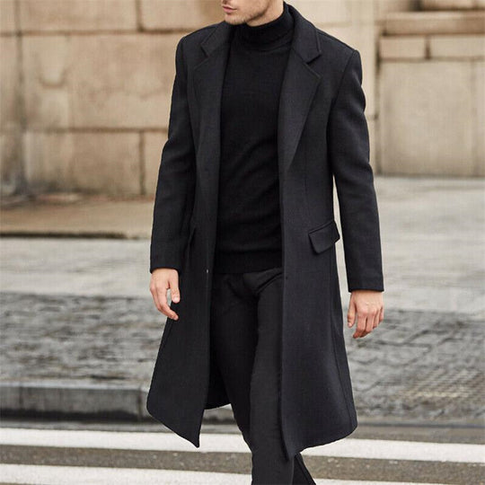 Herren eleganter Wollmantel im minimalistischen Design EB