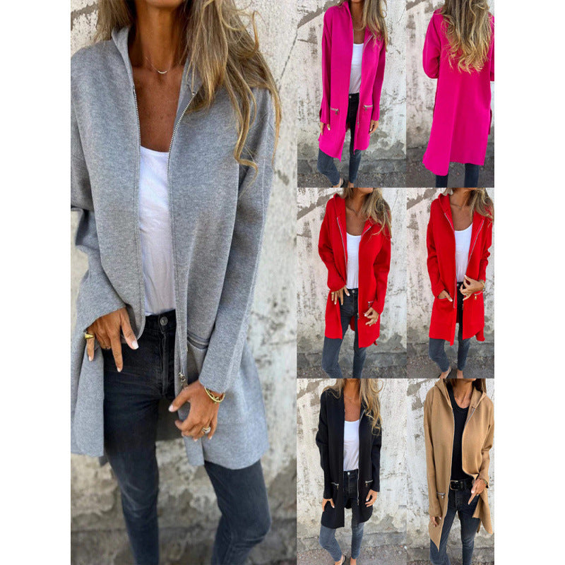 Damen eleganter Jacke mit Reißverschluss und Taschen EB