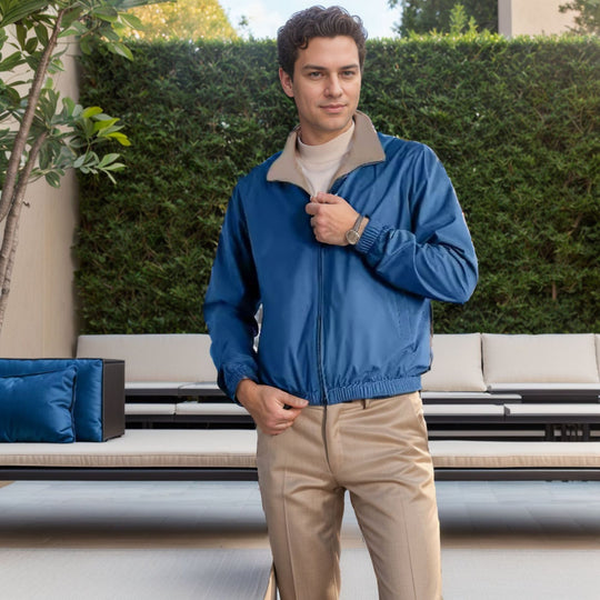 Herren leichte Freizeitjacke mit Stehkragen und elastischen Bündchen EB