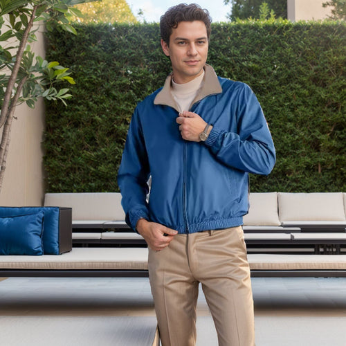 Herren leichte Freizeitjacke mit Stehkragen und elastischen Bündchen EB