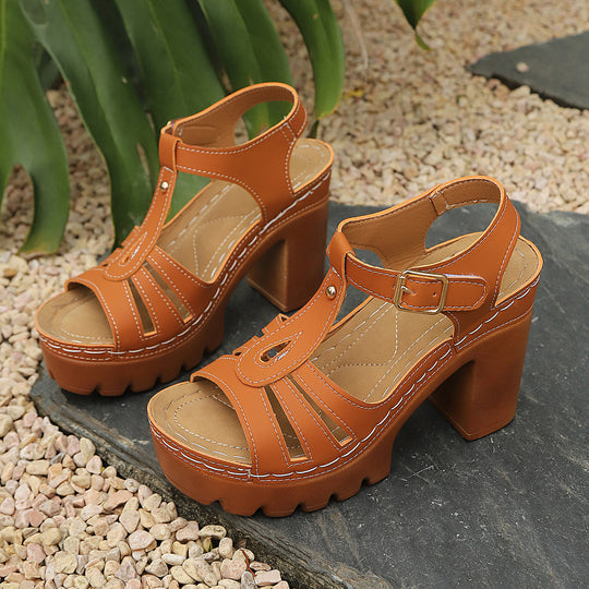Damen Strappy Plateau-Sandalen mit verzierter Schnalle EB