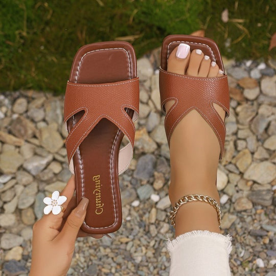 Damen bequeme Zehentrenner-Sandalen mit modischem Riemendesign EB