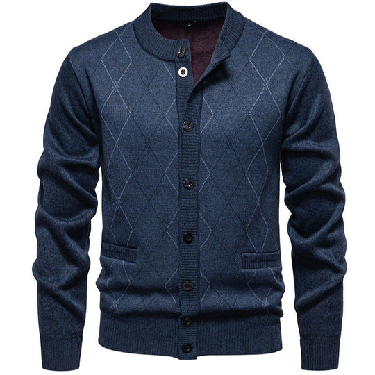 Herren stylische Strickjacke mit diamantförmigem Muster EB