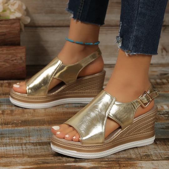 Damen Wedge-Sandalen mit elegantem Riemen-Design und komfortablem Fußbett EB