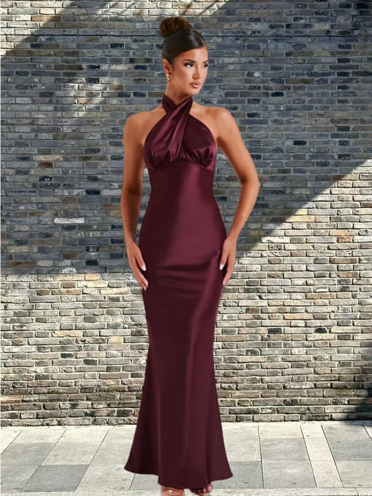 Damen Elegantes trägerloses Maxikleid mit modischem Wickeldesign und dezentem Schimmer EB
