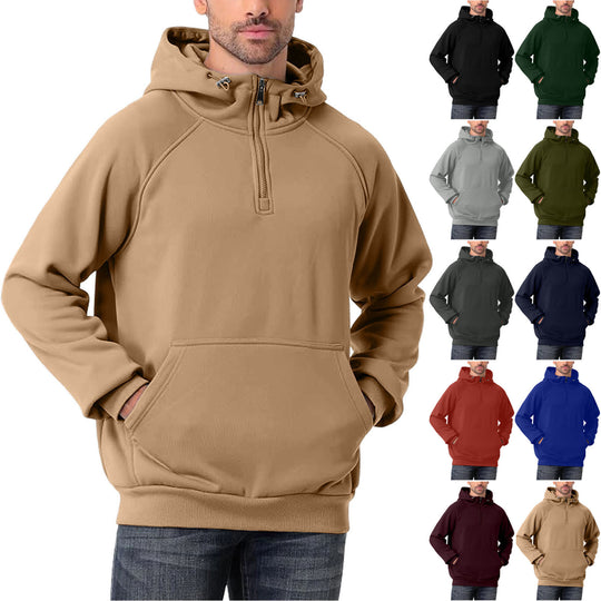 Herren nan Halbzip-Hoodie mit verstellbarer Kapuze, Kängurutasche und Raglanärmeln EB