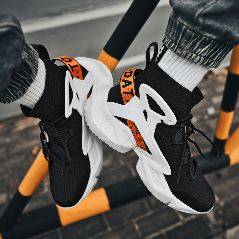Damen Sportliche High-Top Sneakers mit elastischem Strick-Obermaterial und rutschfester Sohle EB