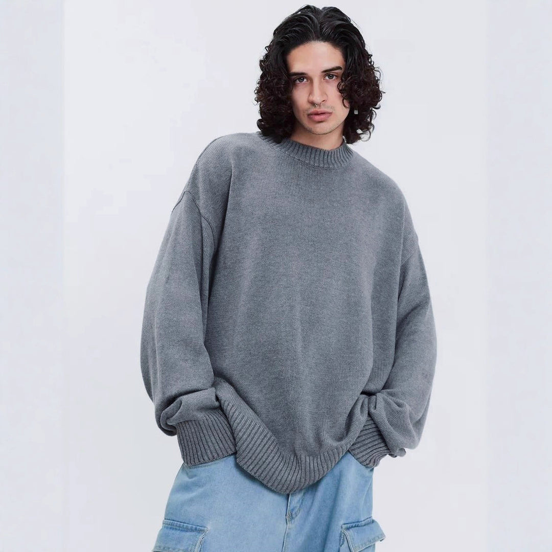 Damen gemütlicher Oversized Pullover mit strukturiertem Rippenmuster und breiten Bündchen EB