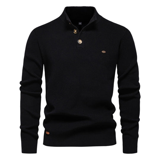 Herren Pullover mit Knopfleiste und strukturiertem Muster EB