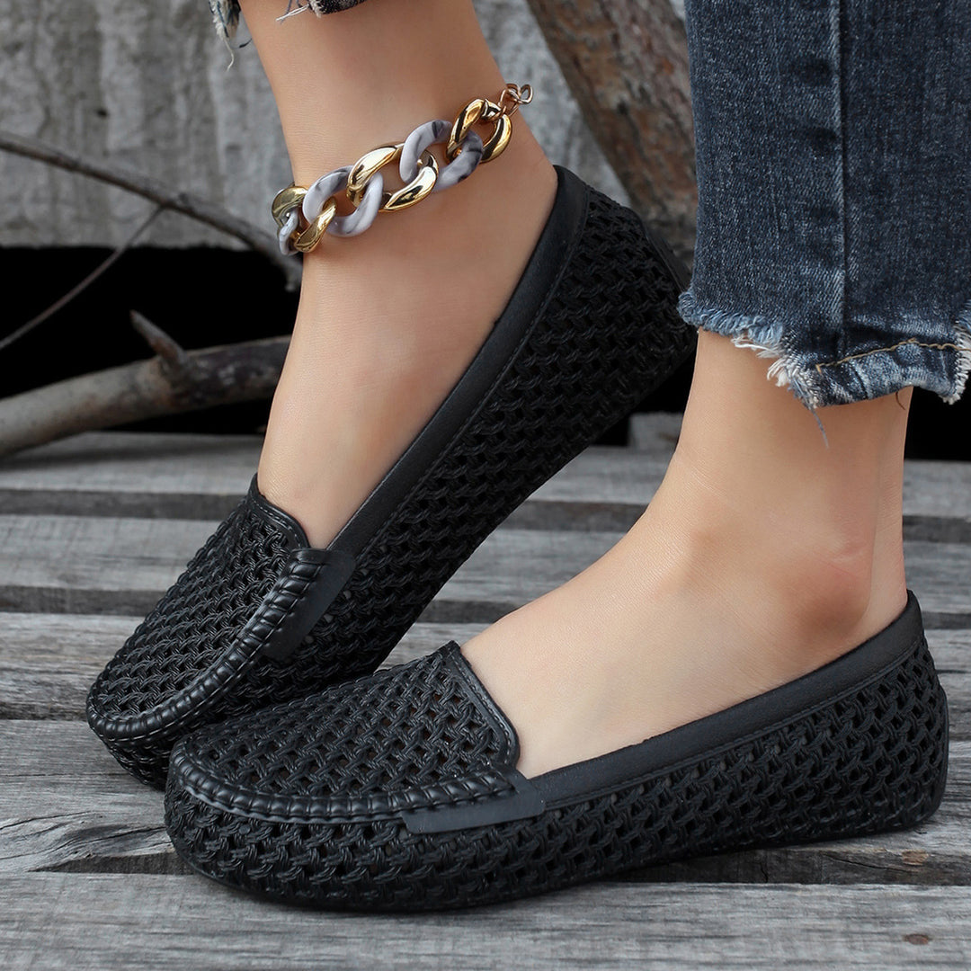 Damen geflochtene Slipper mit elastischem Einsatz EB