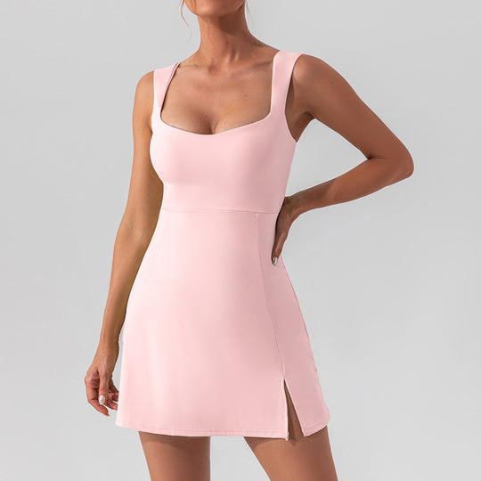 EB | Hosenträger einfarbig Yoga Tennisrock leichtes Sportkleid