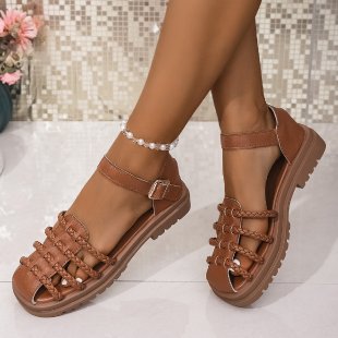 Damen Riemchen-Sandalen mit geflochtenem Design EB