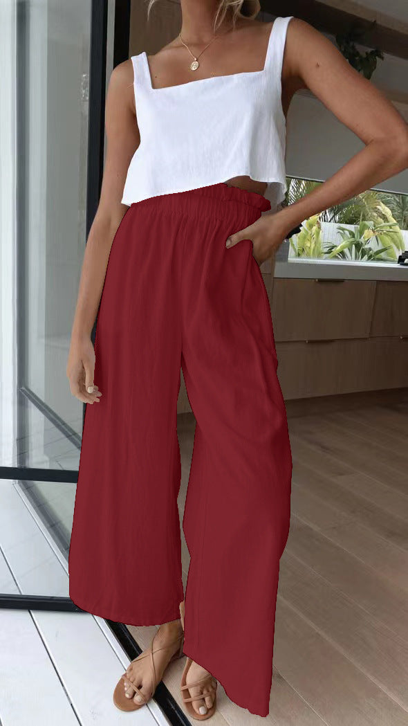 Damen Weite Palazzo-Hose mit elastischem Bund und fließendem Schnitt EB