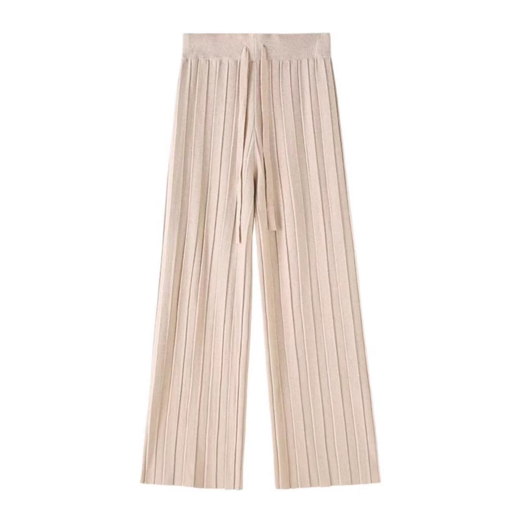 Damen weite Hosen mit vertikalem Streifendesign und elastischem Bund EB