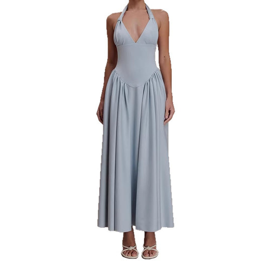 Damen Halter-Ausschnitt Maxikleid mit figurbetonter Silhouette EB