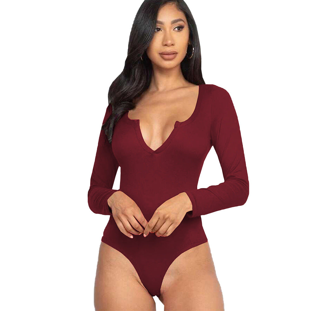 Damen figurbetontes V-Ausschnitt-Stringbody mit langen Ärmeln Eichborn Berlin