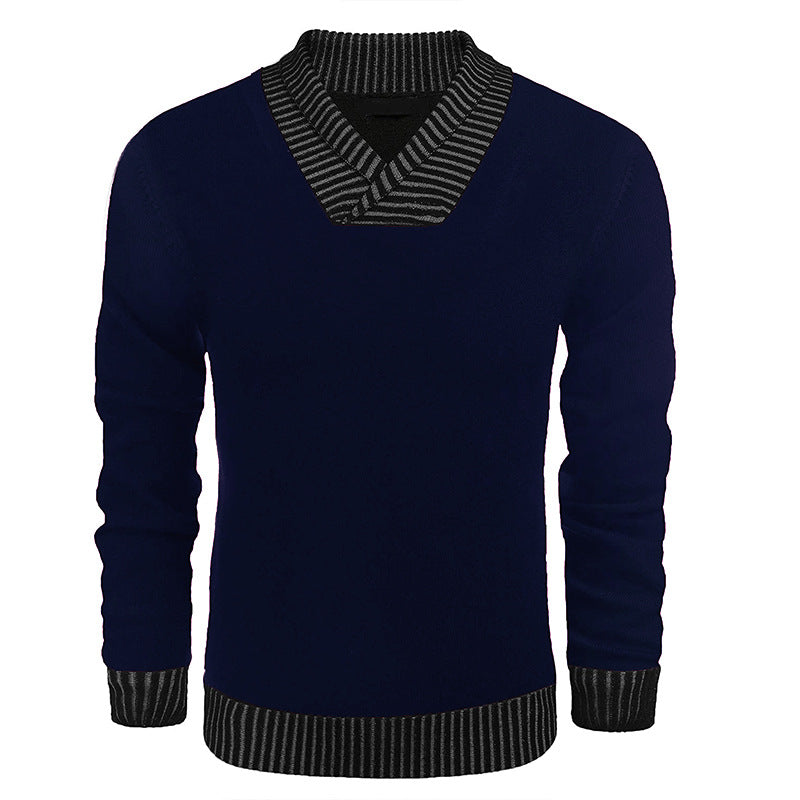 Herren eleganter Strickpullover mit modernem Schalkragen und strukturiertem Oberteil EB