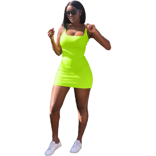 Damen Figurbetontes Minikleid mit schmalen Trägern und Rippstruktur EB