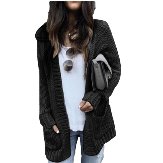 Damen Grobstrickjacke mit lässigen Taschen und offener Front EB
