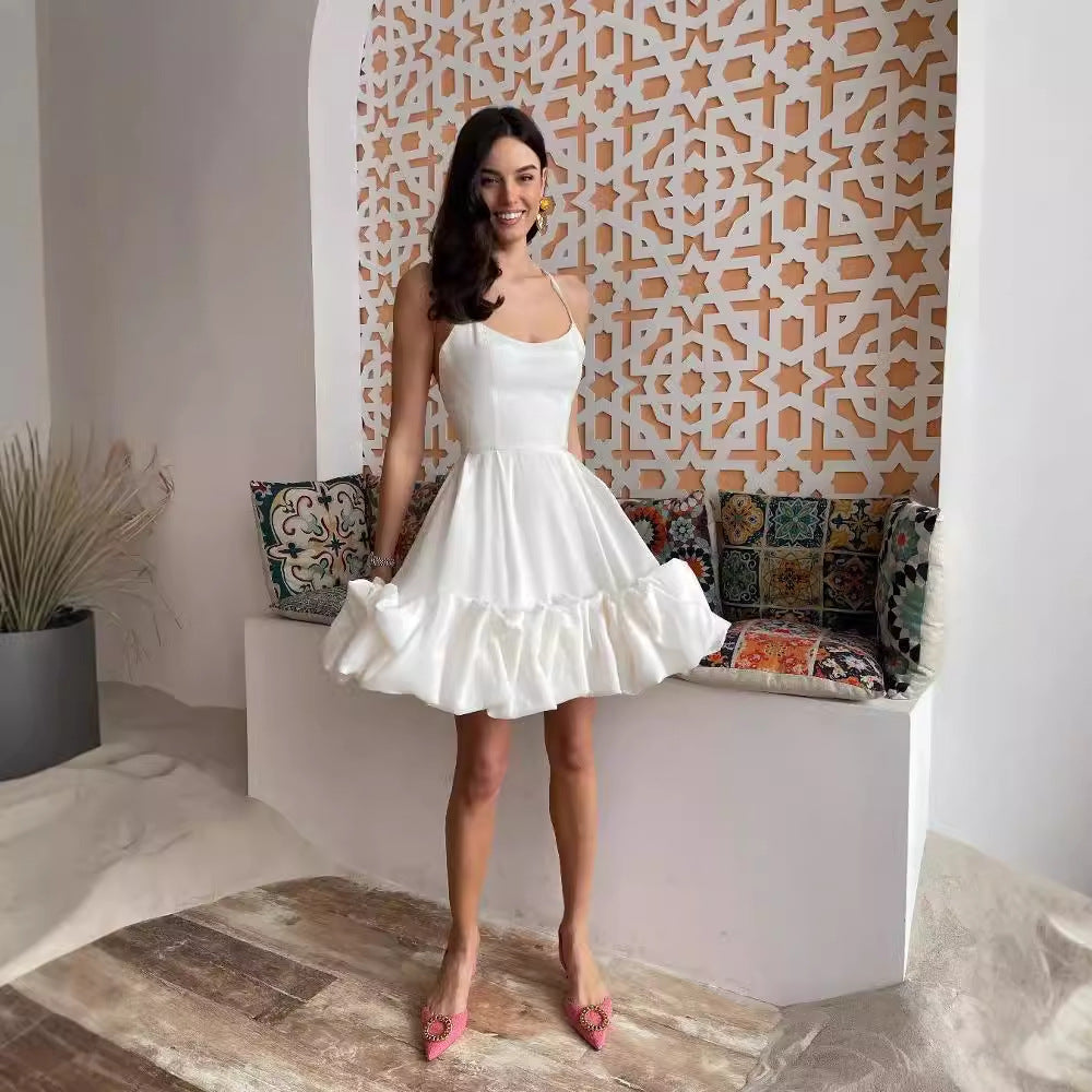 Damen A-Linien Kleid mit voluminösem Rüschensaum EB