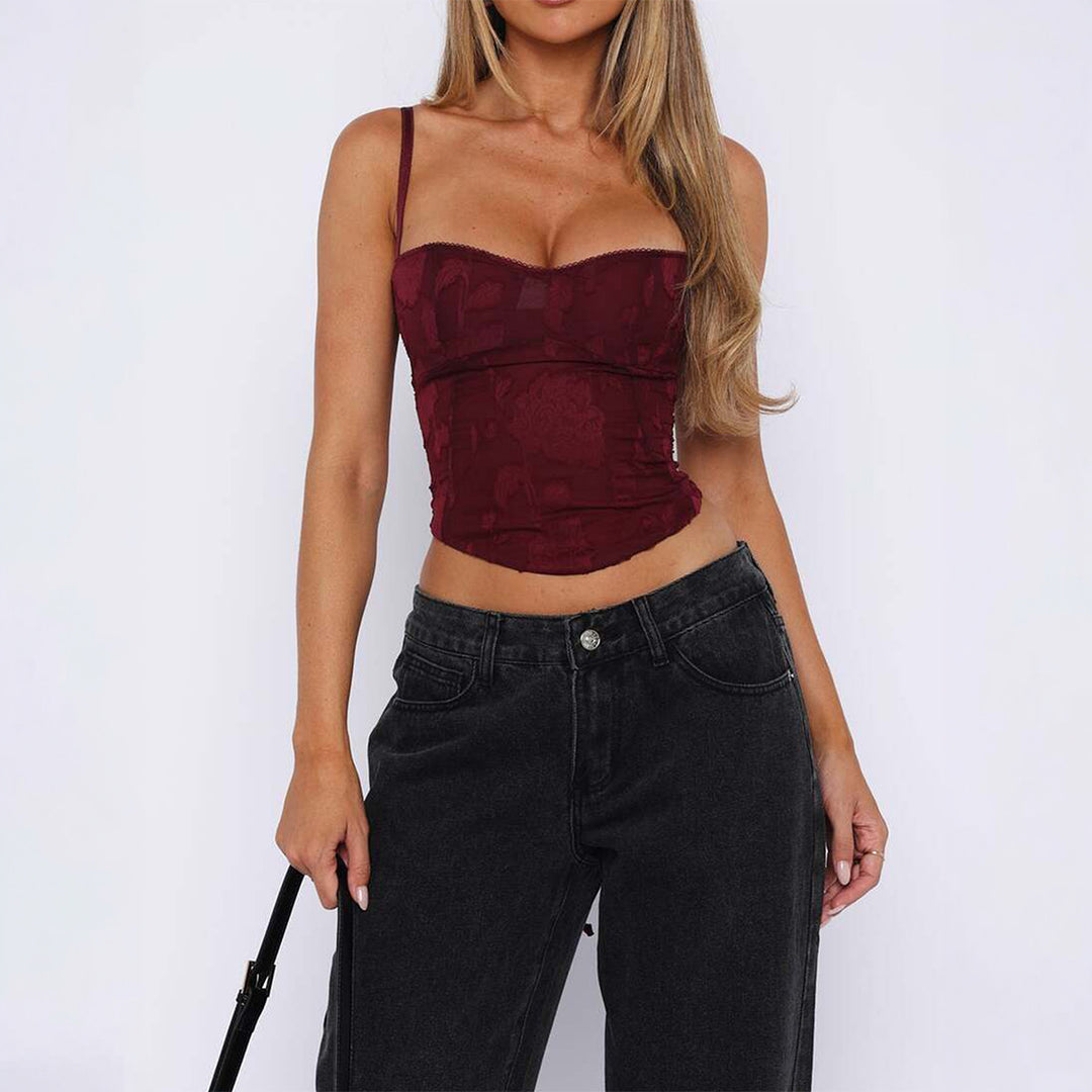 Damen Korsett-Top mit floralem Muster und figurbetontem Schnitt EB