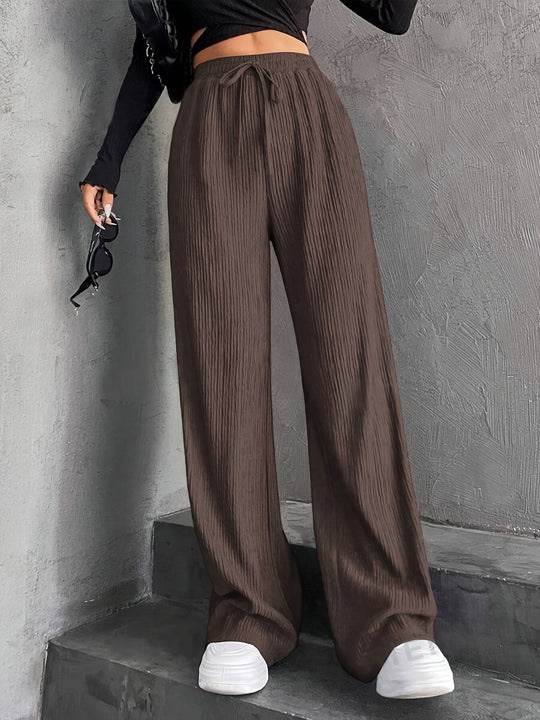Damen Weite Plisseehose mit elastischem Bund EB