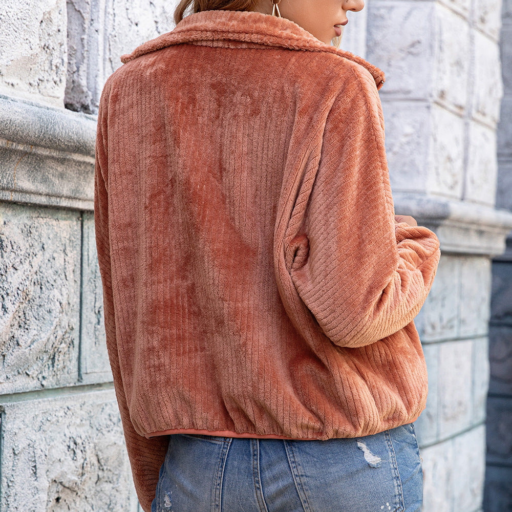 Damen Fleecejacke mit hohem Kragen und praktischen Taschen EB