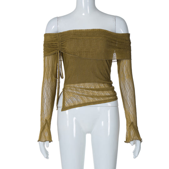 Damen Off-Shoulder Oberteil mit zarten Rüschendetails EB