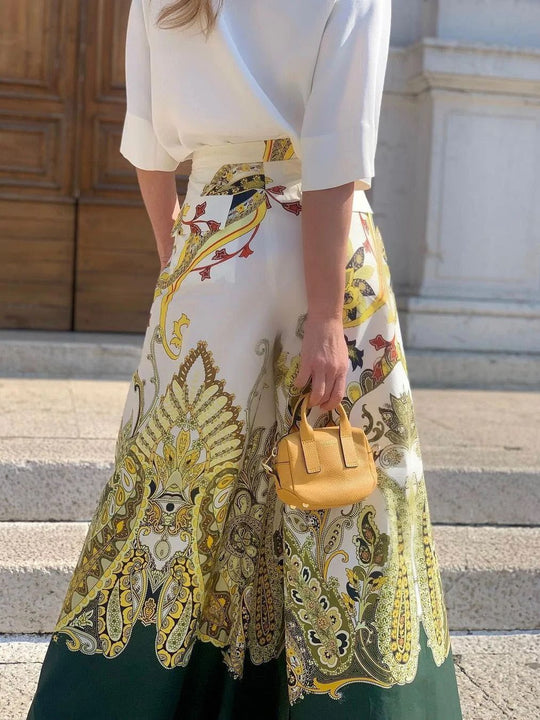 Damen Weit geschnittene Palazzo-Hose mit opulentem Muster EB