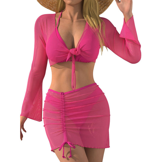 Damen Strand-Outfit mit transparenter Bluse EB